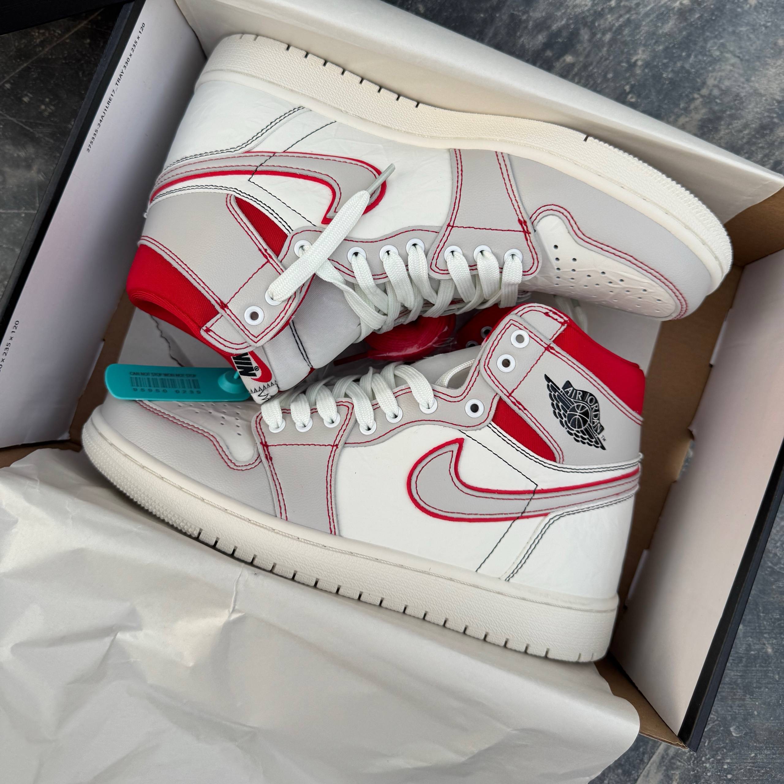 نایک ایر جردن وان رد فانتوم Nike Air Jordan 1 Retro High OG Phantom Gym Red 93