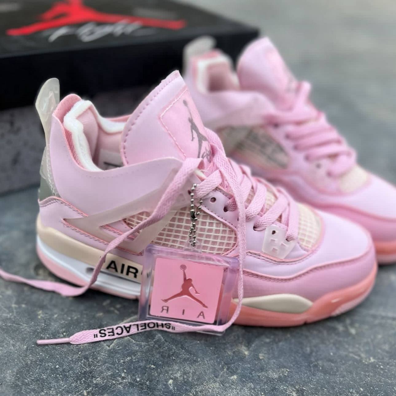 نایک ایر جردن 4 رترو اف وایت صورتی Nike Air Jordan 4 Retro x Off-White Pink 66