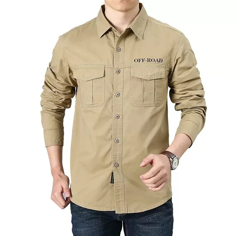 پیراهن کتان دوجیب مارک آفرود off road کد 7001